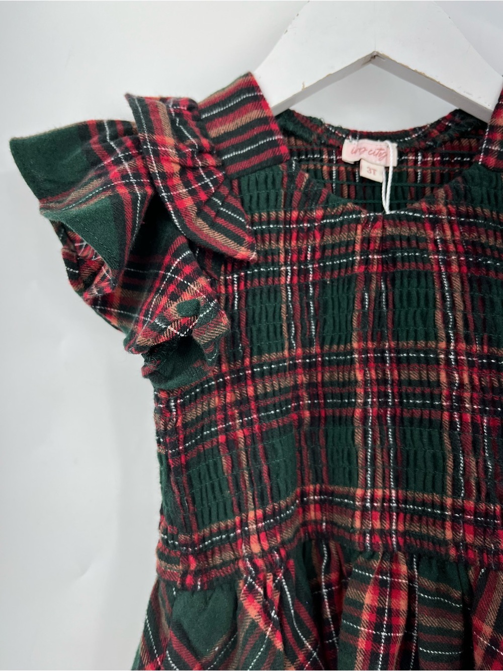 Ivy City Co Mini Hattie Cotton Dress 0923 Evergreen Plaid Girls 3T green ruffle - Picture 4 of 8